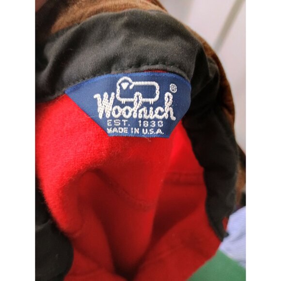 Vintage Woolrich Mens M Red Wool Leather Look Collar Elbow Patches Shirt Hunting - Picture 7 of 7